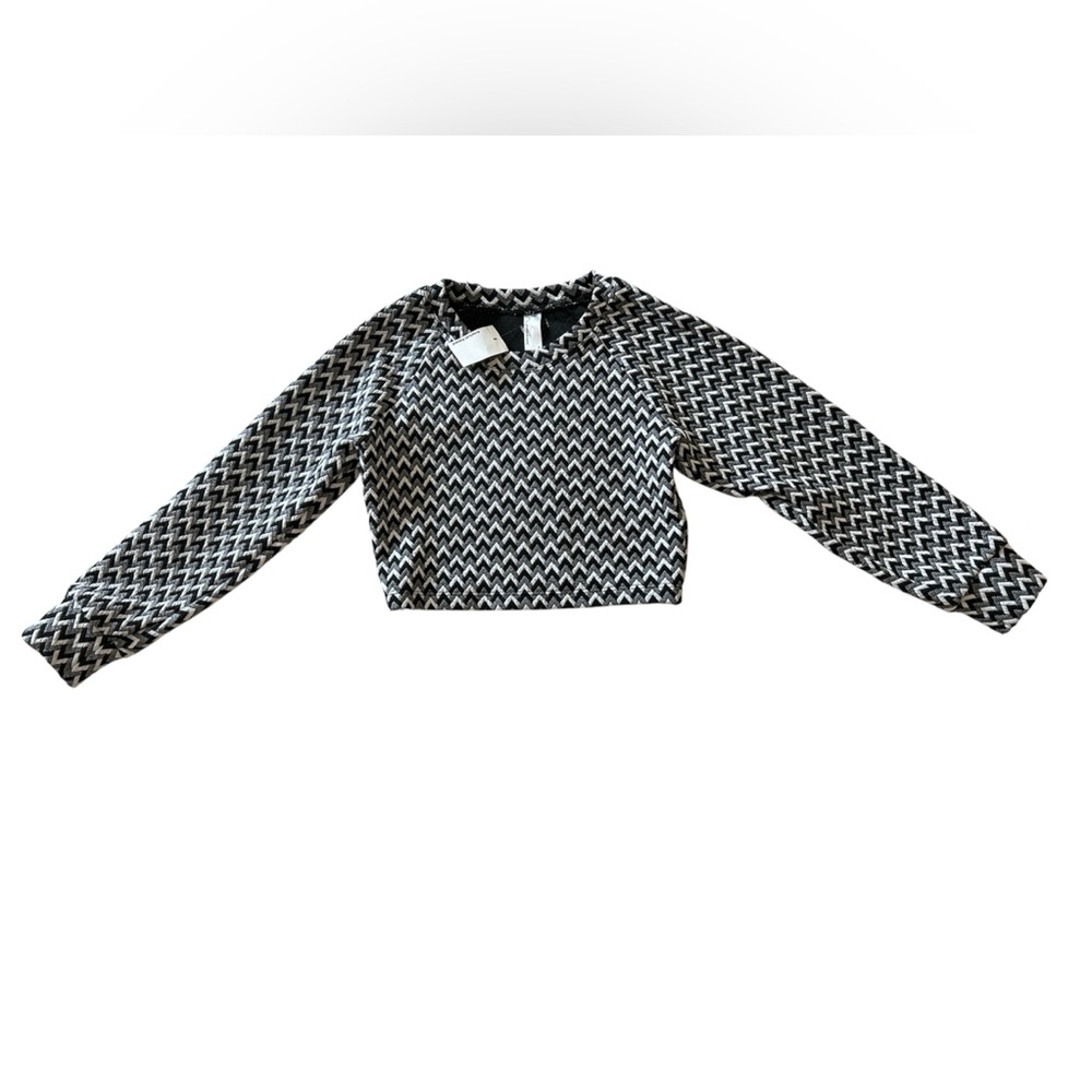 American Apparel Black and White Patterned Crop Top